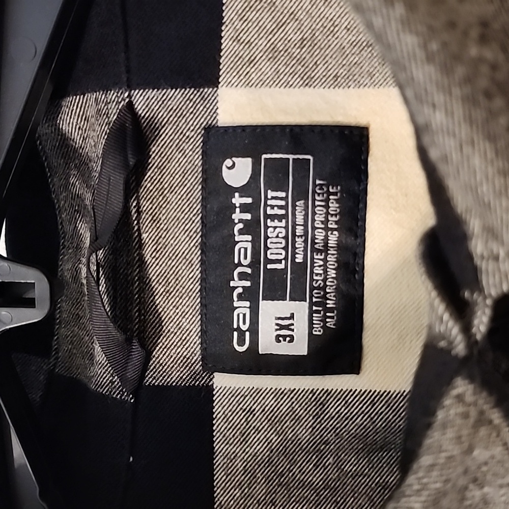 Carhartt Checkered Flannel Shirt in Black and Cream - Picture 3 of 6